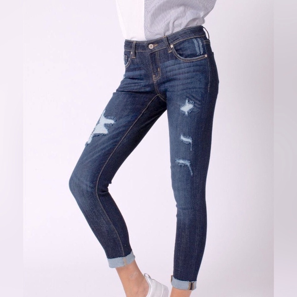 KANCAN Distressed Raw Hem Ankle Stretchy Skinny Jeans women's style KC6050R